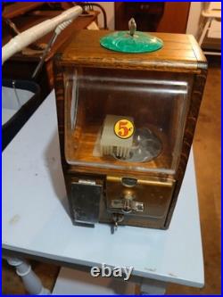 Vintage Victor Baby Grand Gumball Machine 5 Cent Nickel With Keys