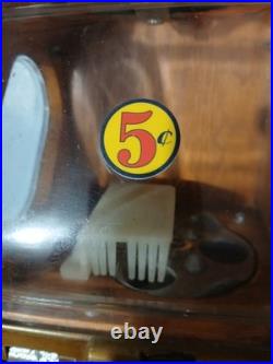 Vintage Victor Baby Grand Gumball Machine 5 Cent Nickel With Keys