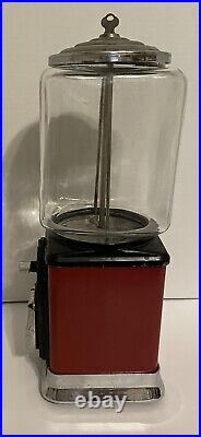 Vintage Victor Topper 1 Cent Candy Gum Ball Machine Black & Red with Key Works