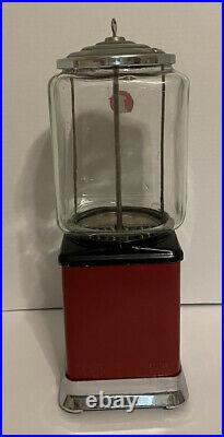 Vintage Victor Topper 1 Cent Candy Gum Ball Machine Black & Red with Key Works