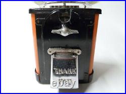 Vintage Victor Topper 1 Cent Nut Candy Gum Ball Machine With Key Black & Orange