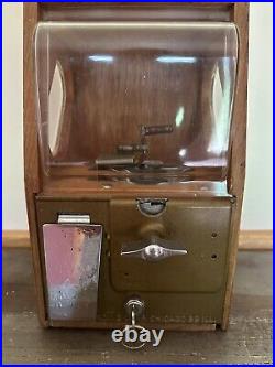 Vintage Victor Vending Corp Wooden Oak Toy Gumball Candy Machine. 25 Cent