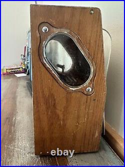 Vintage Victor Vending Corp Wooden Oak Toy Gumball Candy Machine. 25 Cent