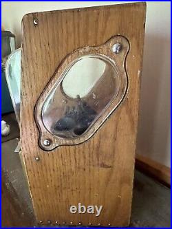 Vintage Victor Vending Corp Wooden Oak Toy Gumball Candy Machine. 25 Cent