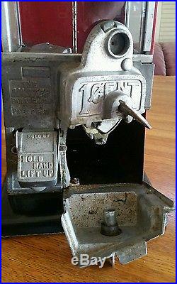Vintage WORKING 1920's ORIGINAL Red 1 cent THE MASTER Candy/Gumball Machine