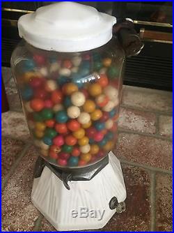 Vintage While Porcelain Gum Ball Machine With Keys 1920's