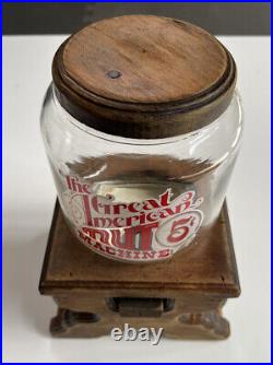 Vintage Wooden Vending Machine 5 Cent Nut Dispenser Beer Nuts, Peanuts, M&M's