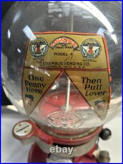 Vintage Working Columbus 1-Cent Model A Peanut Vending Machine W barrel Locks