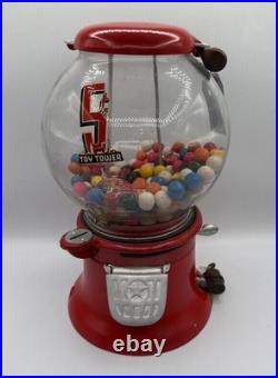 Vintage Working Columbus 5-Cent Gumball Vending Machine with 2-Barrel Locks & Keys