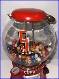 Vintage Working Columbus 5-Cent Gumball Vending Machine with 2-Barrel Locks & Keys