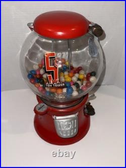Vintage Working Columbus 5-Cent Gumball Vending Machine with 2-Barrel Locks & Keys