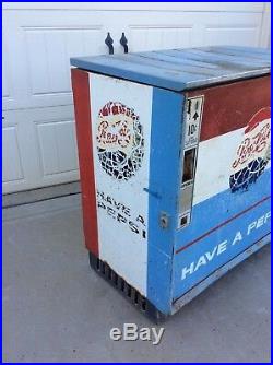 Vintage Working PEPSI COLA Ideal Slider Drink Box Vending Machine Soda Cooler