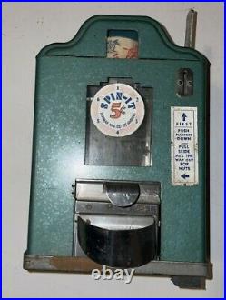 Vintage Working Shipman 5c Spin It Nut Vending Machine Trade Stimulator