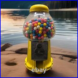 Vintage Yellow Gumball Machine 15 With Glass Globe