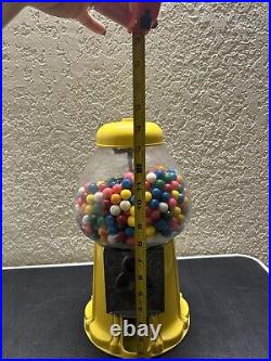 Vintage Yellow Gumball Machine 15 With Glass Globe