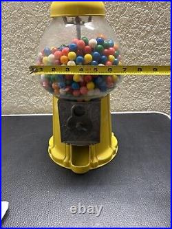 Vintage Yellow Gumball Machine 15 With Glass Globe