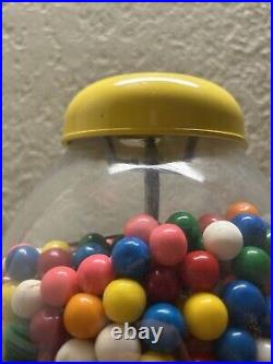 Vintage Yellow Gumball Machine 15 With Glass Globe