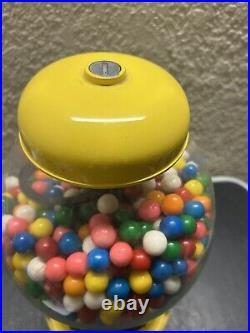 Vintage Yellow Gumball Machine 15 With Glass Globe