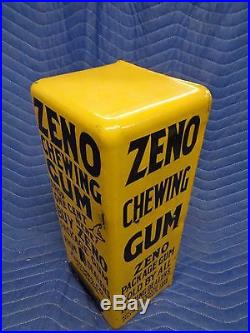 Vintage ZENO YELLOW PORCELAIN penny one cent Chewing GUM Machine