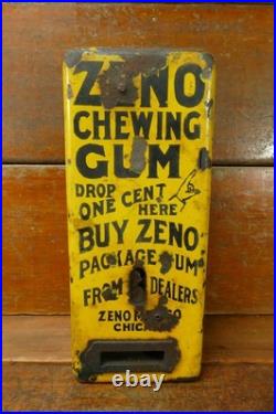 Vintage Zeno Chewing Gum 1 Cent Vending Porcelain Coin Operated Machine Front