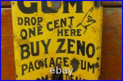 Vintage Zeno Chewing Gum 1 Cent Vending Porcelain Coin Operated Machine Front