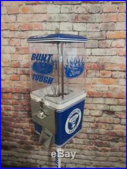 Vintage gumball machine FORD theme candy machine with metal stand free ship