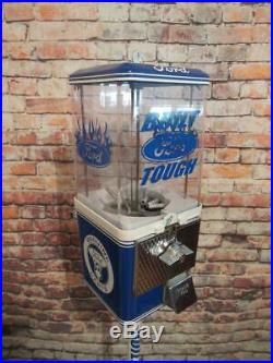 Vintage gumball machine FORD theme candy machine with metal stand free ship