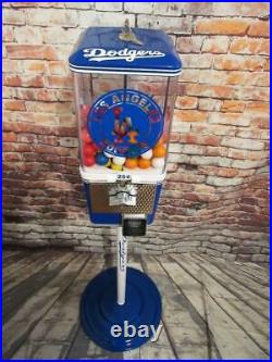 Vintage gumball machine LA Dodgers theme candy machine with metal stand