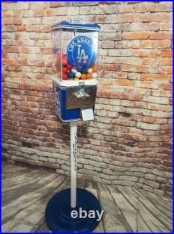 Vintage gumball machine LA Dodgers theme candy machine with metal stand