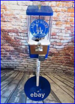 Vintage gumball machine LA Dodgers theme candy machine with metal stand