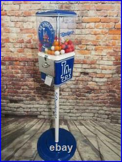 Vintage gumball machine LA Dodgers theme candy machine with metal stand