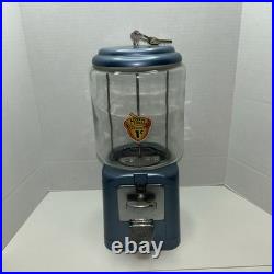 Vintage oak acorn 1c vending machine 16 Blue Base Round Glass