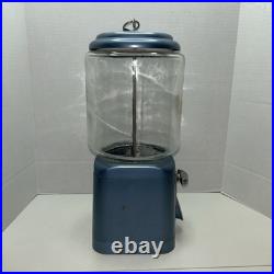 Vintage oak acorn 1c vending machine 16 Blue Base Round Glass