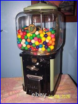 Vintage victor 1 cent gumball vending machine with over 4lbs gumballs lock and key