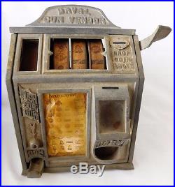 Vtg 1930's Daval 1 cent Cigarette Gumball Trade Stimulator Slot Machine
