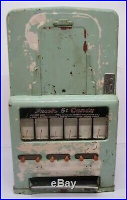Vtg 1940s Univendor/Stoner Coin Operated Candy Gum Vending Machine 6 Slot As Is