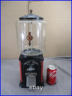 Vtg 1950's Victor 1 Cent Penny Gumball Candy Prize Vending Machine with Key WORKS