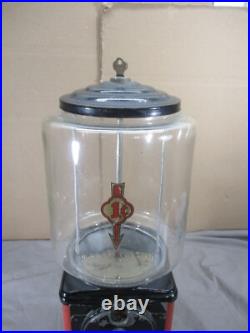 Vtg 1950's Victor 1 Cent Penny Gumball Candy Prize Vending Machine with Key WORKS