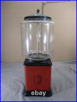 Vtg 1950's Victor 1 Cent Penny Gumball Candy Prize Vending Machine with Key WORKS