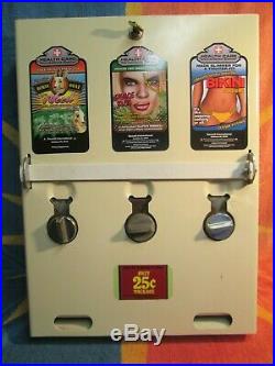 Vtg 3 Column Condom Vending Machine 25 Cent Vend 20X15X3.5 with Lock & Key nr