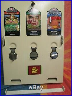 Vtg 3 Column Condom Vending Machine 25 Cent Vend 20X15X3.5 with Lock & Key nr