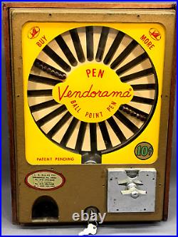 Vtg'60s VENDORAMA 10¢ Ballpoint Pen Vending Machine withKEY FUNCTIONS Mid-Century