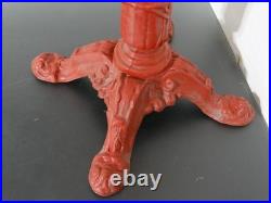 Vtg Acorn Gumball Bank Machine with red ornate cast stand floor-top cap 39 tall