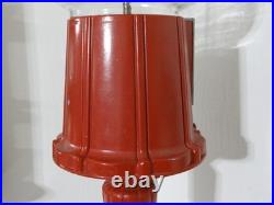 Vtg Acorn Gumball Bank Machine with red ornate cast stand floor-top cap 39 tall