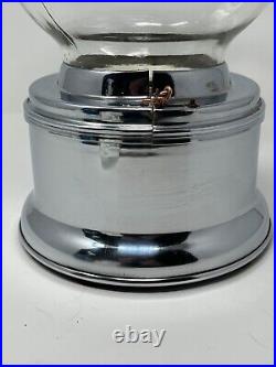Vtg Ford Gum & Machine Co. 1 Cent Gumballs #C005746 Glass Globe Chrome Base Wrks