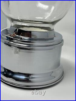 Vtg Ford Gum & Machine Co. 1 Cent Gumballs #C005746 Glass Globe Chrome Base Wrks