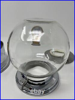 Vtg Ford Gum & Machine Co. 1 Cent Gumballs #C005746 Glass Globe Chrome Base Wrks