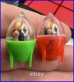 Vtg Lot Robby Robot & Spaceship Gumball Vending Machine Charm Prize Hong Kong