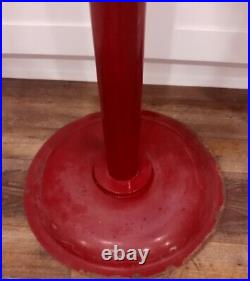 Vtg PAT PENDING Triple Head Candy Gumball Vending Machine Quarter Stand Burgundy