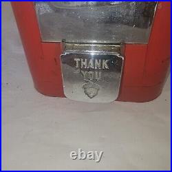 Vtg Red Oak Acorn 1 Cent Gumball /Peanut Machine & Key
